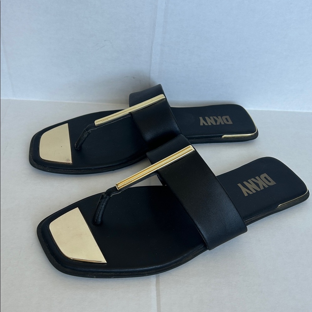 DKNY Black Sandals with Gold Detail size 7M